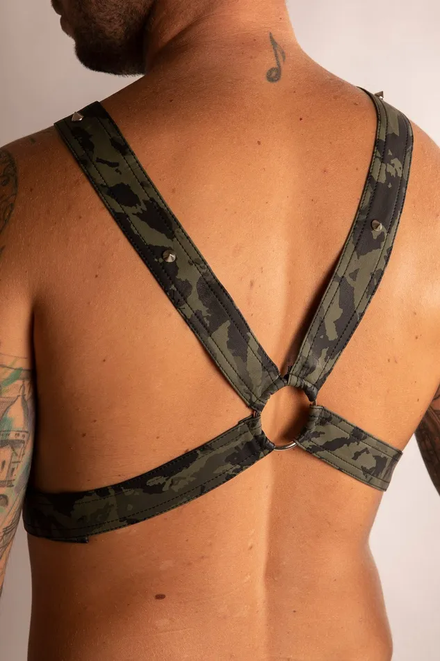 Harness con Catene in Ecopelle Verde Camo | SCALA Female Sex Toys