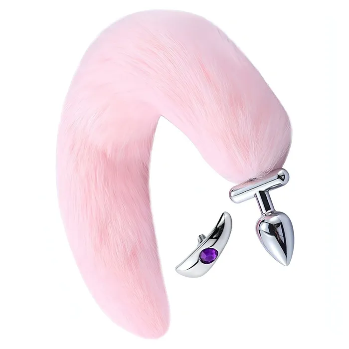 2 in 1 Convertible Fox Tail Plug Plug Anale in acciaio con coda removibile Rosa O Products Anal