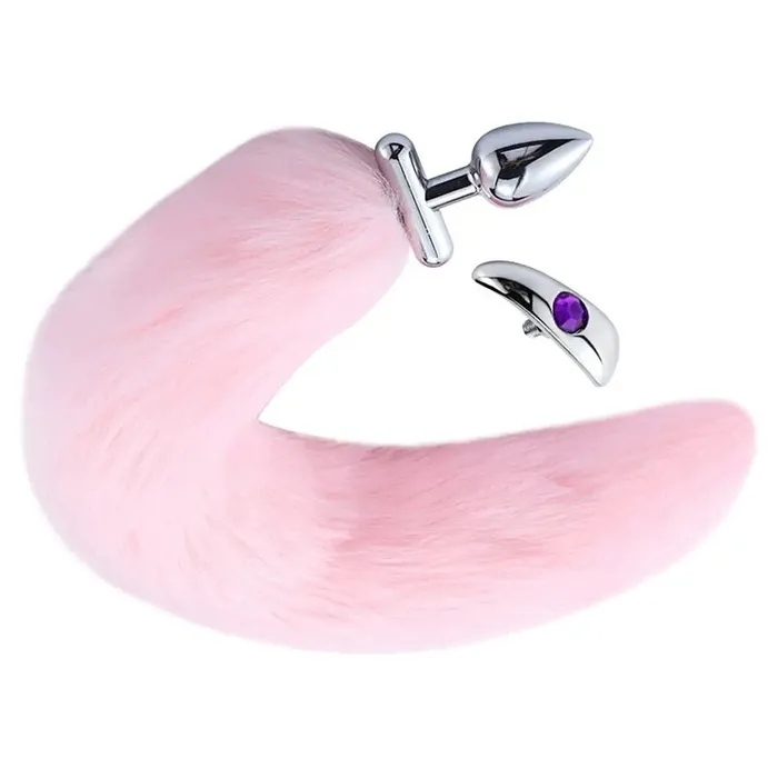 2 in 1 Convertible Fox Tail Plug - Plug Anale in acciaio con coda removibile - Rosa | O Products Anal