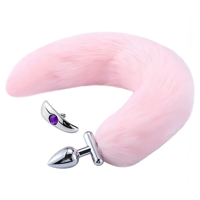 2 in 1 Convertible Fox Tail Plug - Plug Anale in acciaio con coda removibile - Rosa | O Products Anal