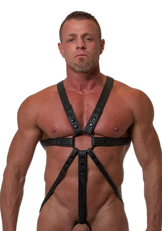 665 - Body Harnas - Neoprene Jock Harness -  Zwart - Riemenbody -  Verkrijgbaar in S/M en L/XL | 665 Female Sex Toys