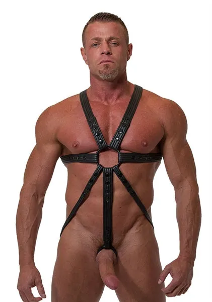 665 - Body Harnas - Neoprene Jock Harness -  Zwart - Riemenbody -  Verkrijgbaar in S/M en L/XL | 665 Female Sex Toys