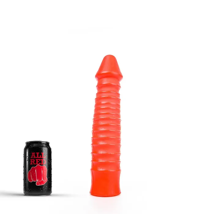 All Black All Red Geribbelde Dildo 26 x 5 cm Rood Dildos