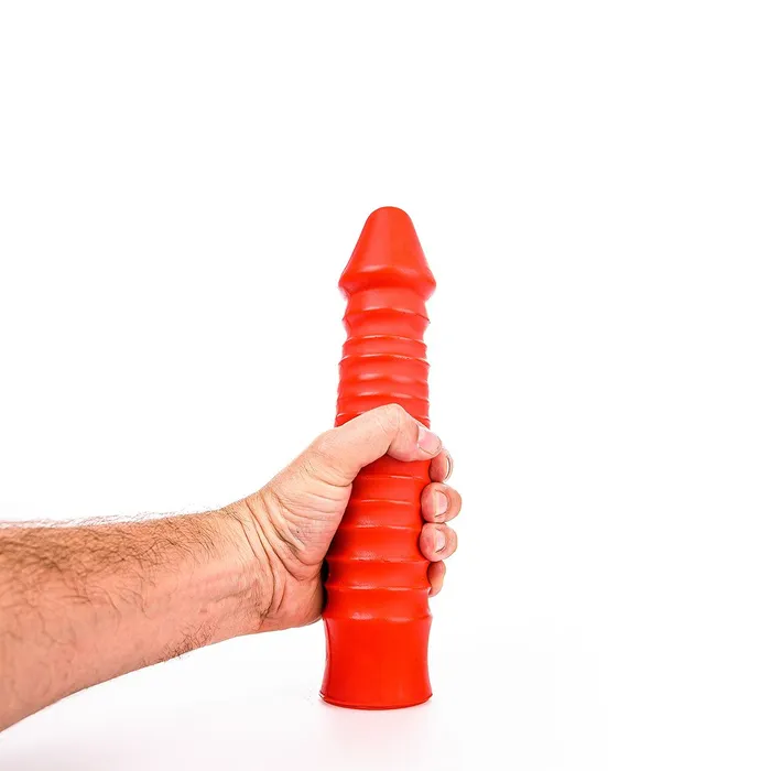 All Black All Red - Geribbelde Dildo - 26 x 5 cm - Rood | Dildos