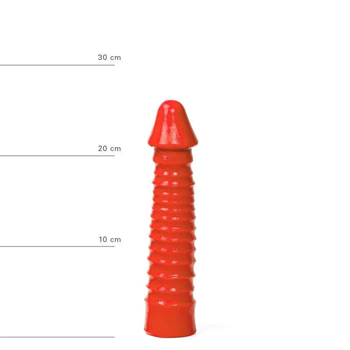 All Black All Red - Geribbelde Dildo - 26 x 5 cm - Rood | Dildos