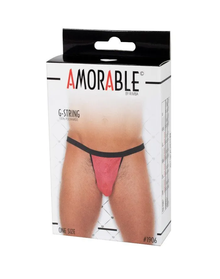 Amorable by Rimba Teddies And Bodies | Amorable - Erotische String - Zwart Rode V String voor Heren - Mannen Slip - One Size - Polyamide