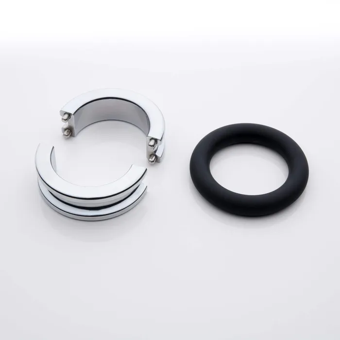 Anal | Black Label - Fusion Ring - Cockring van Metaal met Siliconen - Small - Ø 35 x 7 x 15 mm - Black Label