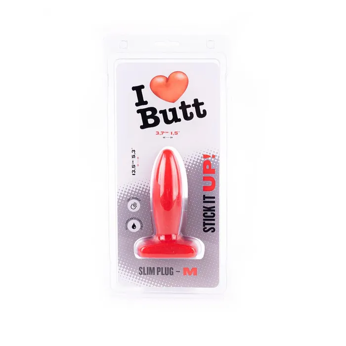 Anal | I love Butt I ♥ Butt - Slanke Buttplug - M - Rood