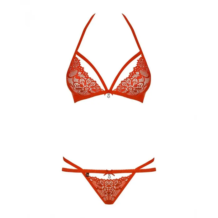 Anal | Obsessive Set di Lingerie Obsessive 838-SET-3 Rosso L/XL