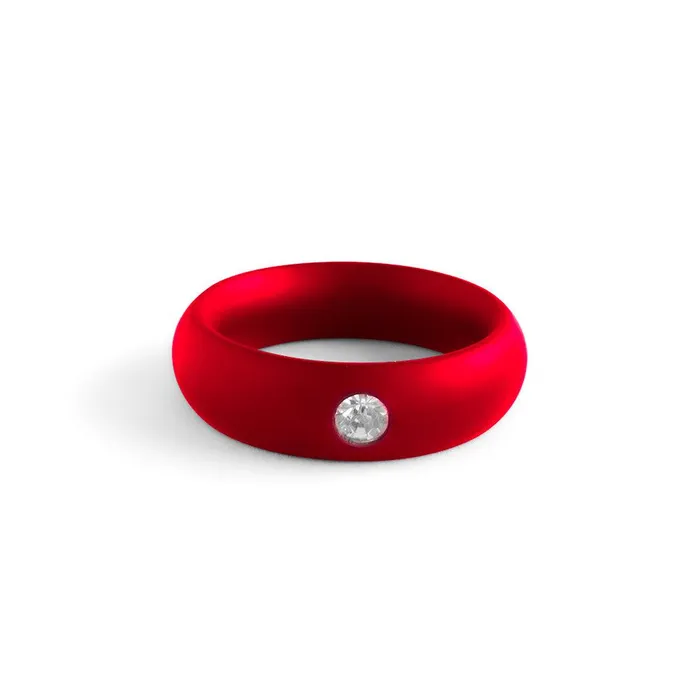 Black Label Donut Cockring met Sierkristal Mat rood Black Label Anal