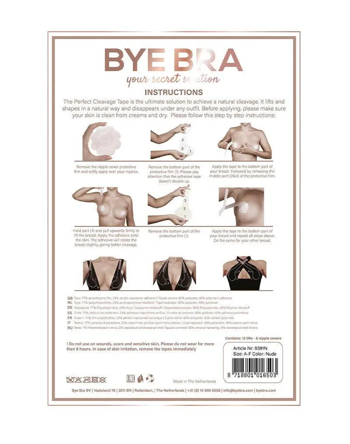 Bye Bra - Perfect Cleavage Tape Cup A-F - 3 paar | Bye Bra Male Sex Toys