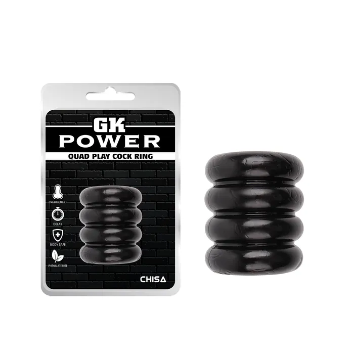 Chisa Couples GK Power QuadPlay Cockring Rekbaar Zwart