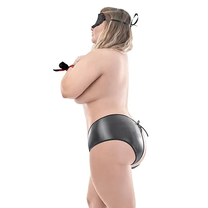 Couples | Magic Silk Love And Bondage Split Back Liquid Onyx Booty Short with 2 Piece Bondage Set