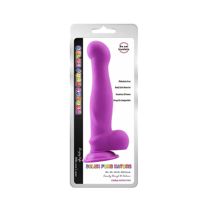 DeLuxe Pure Nature Neo Colours - Siliconen Dildo - 26.5 x 5.1 cm - Paars | Chisa Female Sex Toys