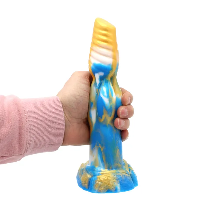 Dildos | Kiotos Monstar Kiotos Monstar - Dildo Beast 19 - 25 x 6 cm - Goud/Blauw/Wit