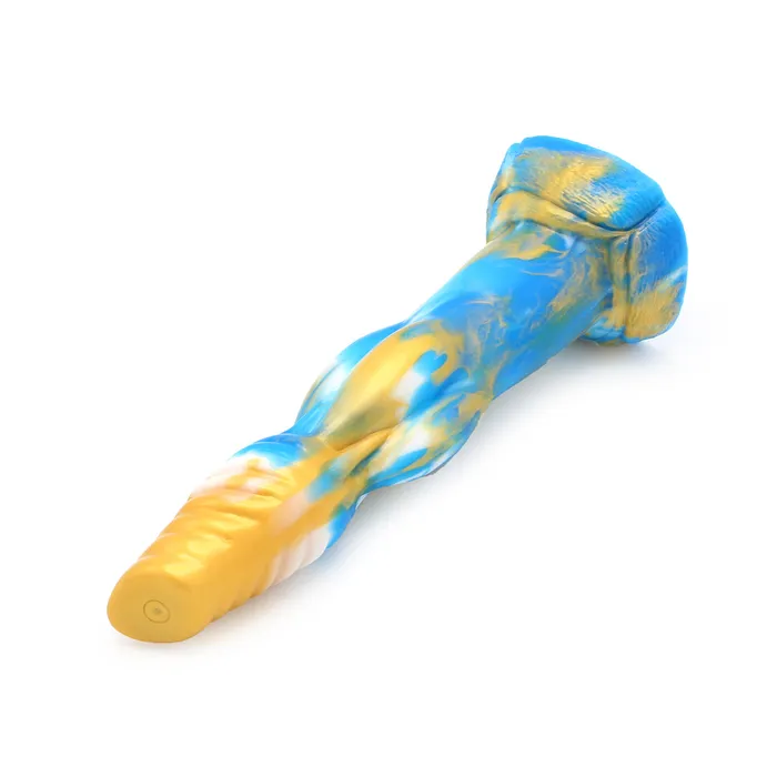 Dildos | Kiotos Monstar Kiotos Monstar - Dildo Beast 19 - 25 x 6 cm - Goud/Blauw/Wit