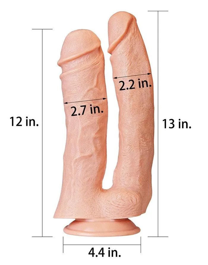 Dildos | Lovetoy - Realistische XXL Dubbele Penetratie Dildo 30 cm - Lichte Huidskleur - Lovetoy