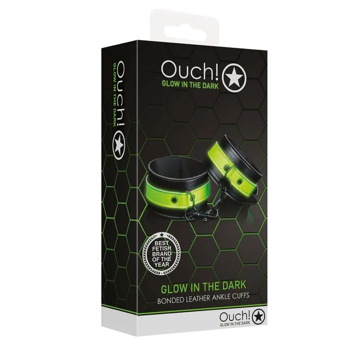 Dildos | Ouch! Ankle cuffs - Glow in the Dark - Neon Green/Black