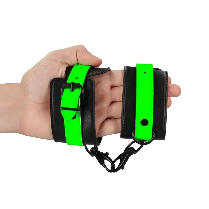 Dildos | Ouch! Ankle cuffs - Glow in the Dark - Neon Green/Black