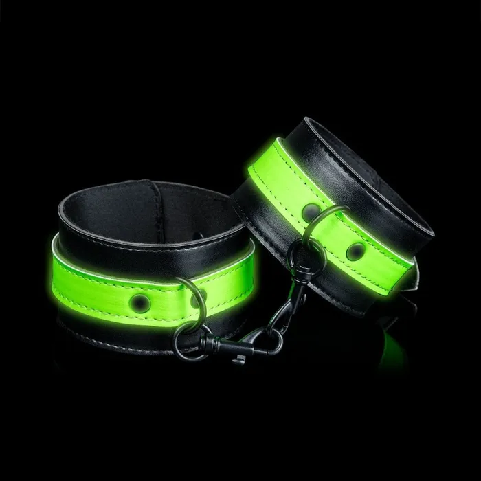 Dildos | Ouch! Ankle cuffs - Glow in the Dark - Neon Green/Black