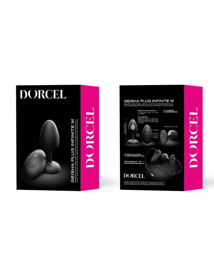 Dorcel Vibrators | Dorcel - Vibrerende Geisha Infinite Buttplug met Bewegende Metalen Kogel - Zwart - Met Afstandsbediening