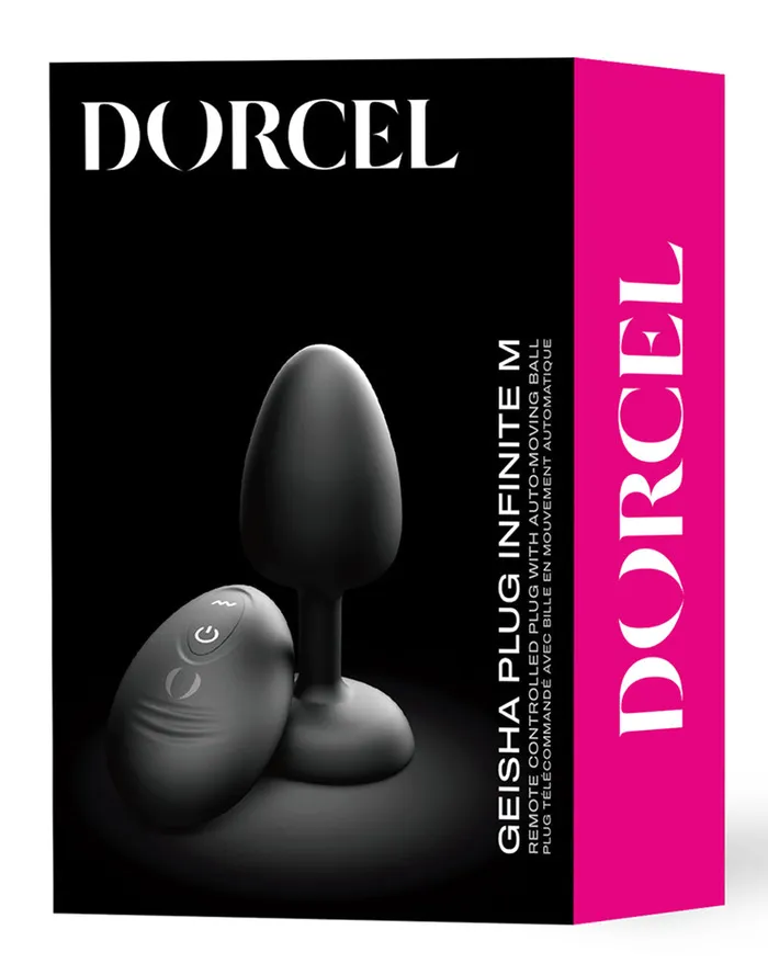 Dorcel Vibrators | Dorcel - Vibrerende Geisha Infinite Buttplug met Bewegende Metalen Kogel - Zwart - Met Afstandsbediening