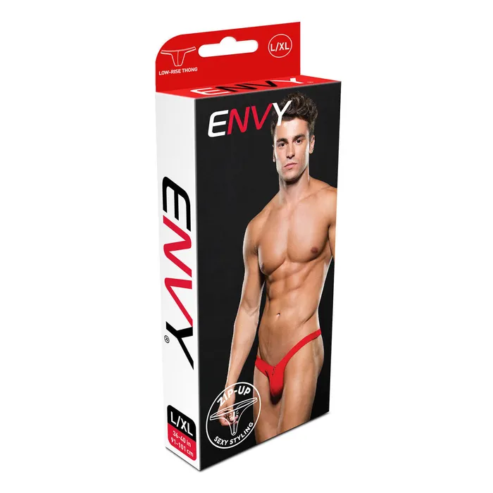 Envy Vibrators Tanga Lowrise Envy Zip Rosso SM