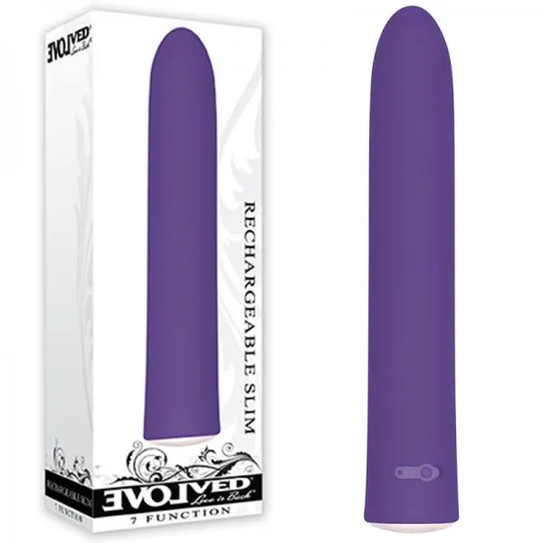 Evolved Rechargeable Slim Vibe 7 Function Waterproof Purple Evolved Novelties Vibrators