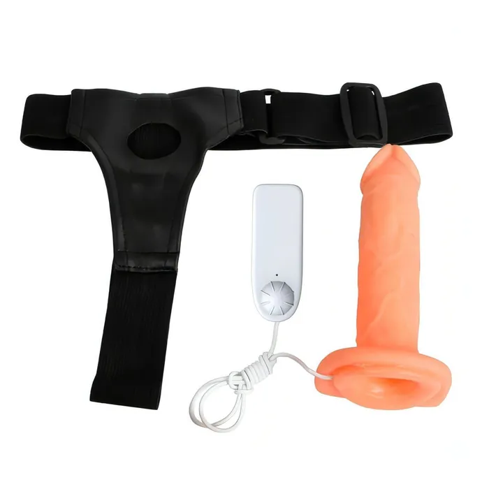 Female Sex Toys | Baile Strap-On Hollow Vibrante 17 cm - Rosa Carne