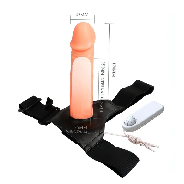 Female Sex Toys | Baile Strap-On Hollow Vibrante 17 cm - Rosa Carne