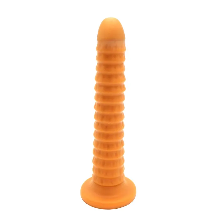 Female Sex Toys | Gold Play - Soft Liquid Siliconen Anaal Dildo Ribbed - Goud - Gold Play by Kiotos