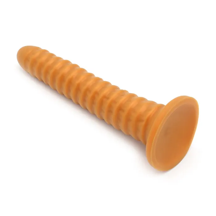 Female Sex Toys | Gold Play - Soft Liquid Siliconen Anaal Dildo Ribbed - Goud - Gold Play by Kiotos