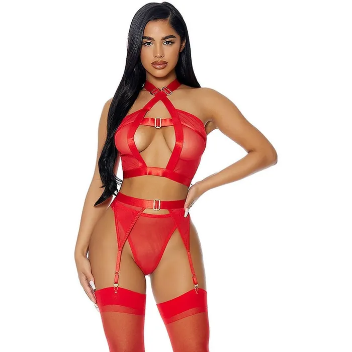 Forplay Anal Golden Hour Lingerie Set Red