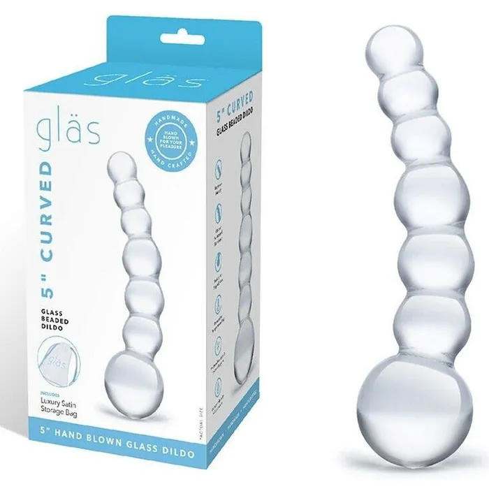 Glas Dildos 5 Inch Curved Glass Beaded Dildo