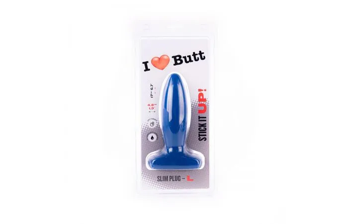 I love Butt Anal | I ♥ Butt - Slanke Buttplug - L - Blauw