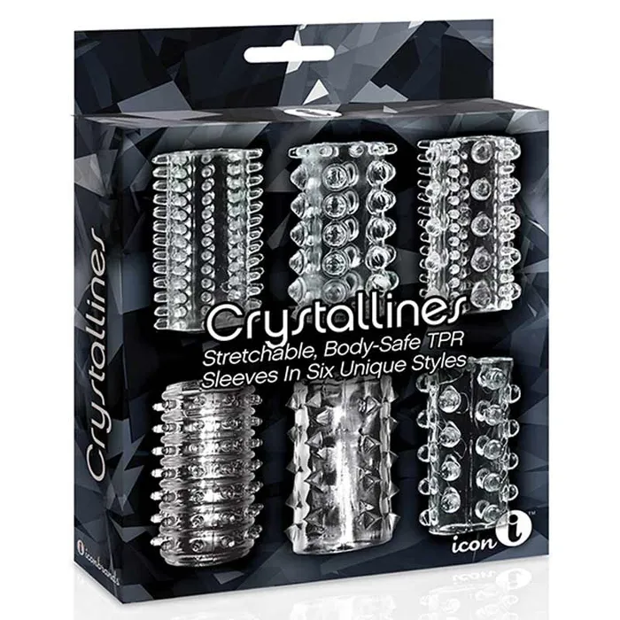 Icon Brand Dildos The 9s Crystalline TPR Cock Sleeves 6 Pack