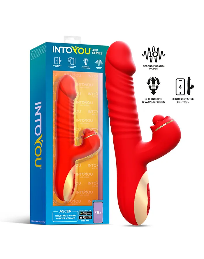 Intoyou - Ascen - Rabbit Vibrator - Stotende en Oscillerende Rabbit Vibrator met App Control - Rood | Intoyou Female Sex Toys