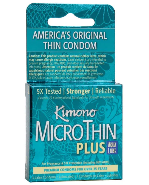 Kimono Micro Thin Aqua Lube Condom Box of 3 kimono Anal