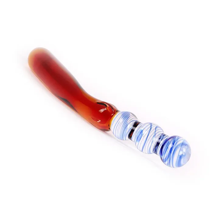 Kiotos Dildos | Kiotos Glass - Glazen Dildo Curves - Blauw/amber