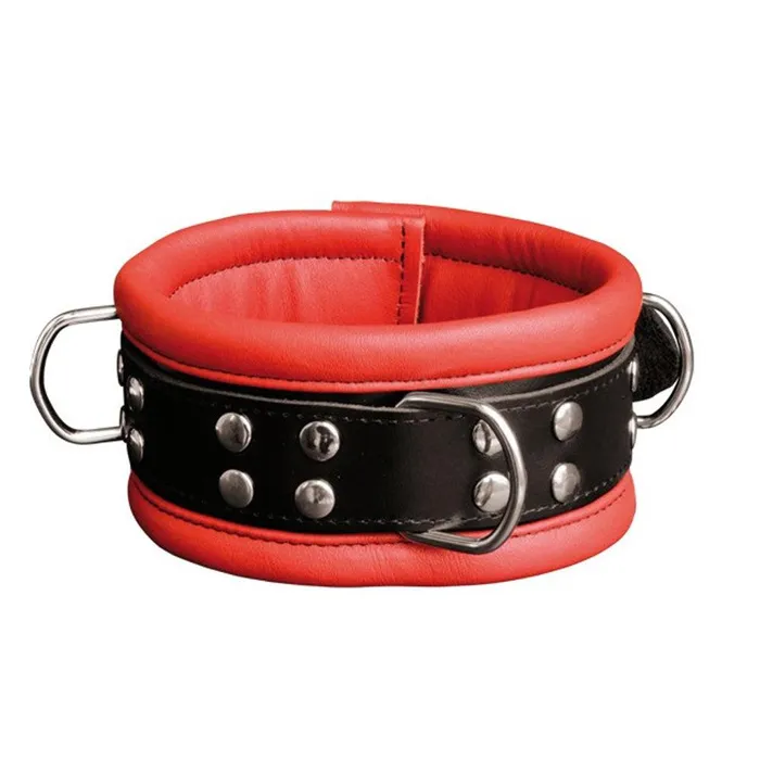 Kiotos Kiotos Leather Leren Collar 65 cm Gevoerd RoodZwart Restraints