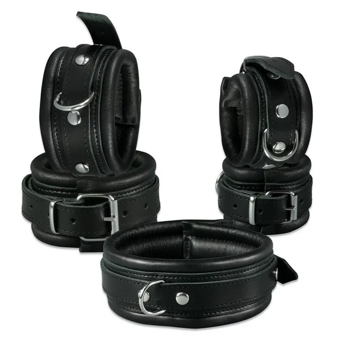 Kiotos Leather - Gevoerde Lederen Handboeien - Breedte 5 cm - Zwart | Kiotos Restraints