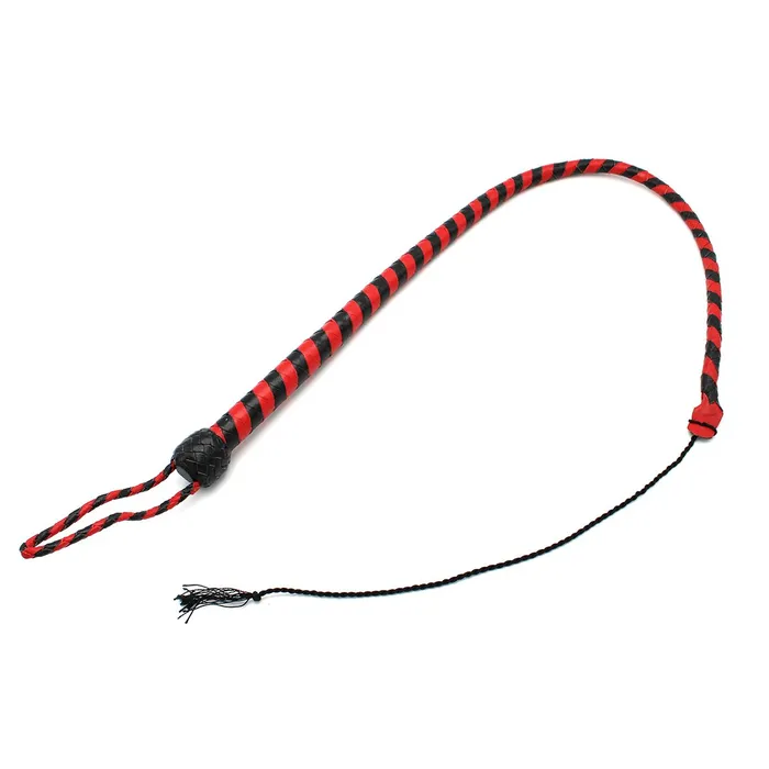 Kiotos Male Sex Toys | Kiotos Leather - Lederen Single Tail Zweep - 90 cm - Zwart/Rood