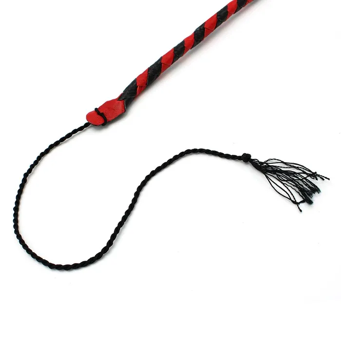 Kiotos Male Sex Toys | Kiotos Leather - Lederen Single Tail Zweep - 90 cm - Zwart/Rood