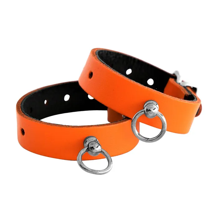 Kiotos Male Sex Toys Kiotos Leather Polsboeien Leder met Kleine Oring Oranje