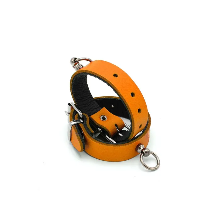 Kiotos Male Sex Toys | Kiotos Leather - Polsboeien Leder met Kleine O-ring - Oranje