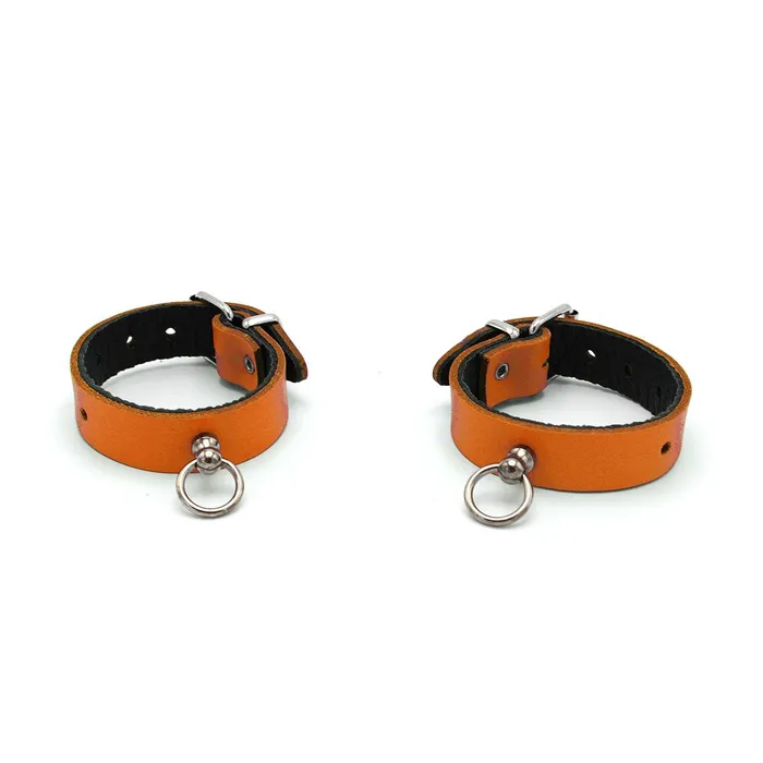 Kiotos Male Sex Toys | Kiotos Leather - Polsboeien Leder met Kleine O-ring - Oranje