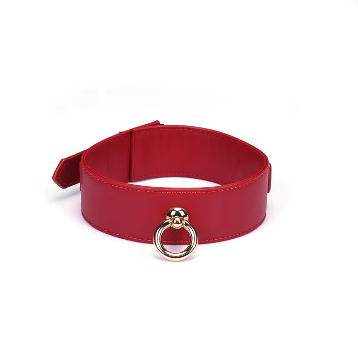 Liebe Seele Vibrators | Liebe Seele - Bright Red - PU Lederen Collar met Leiband - Vegan - Rood/Goud