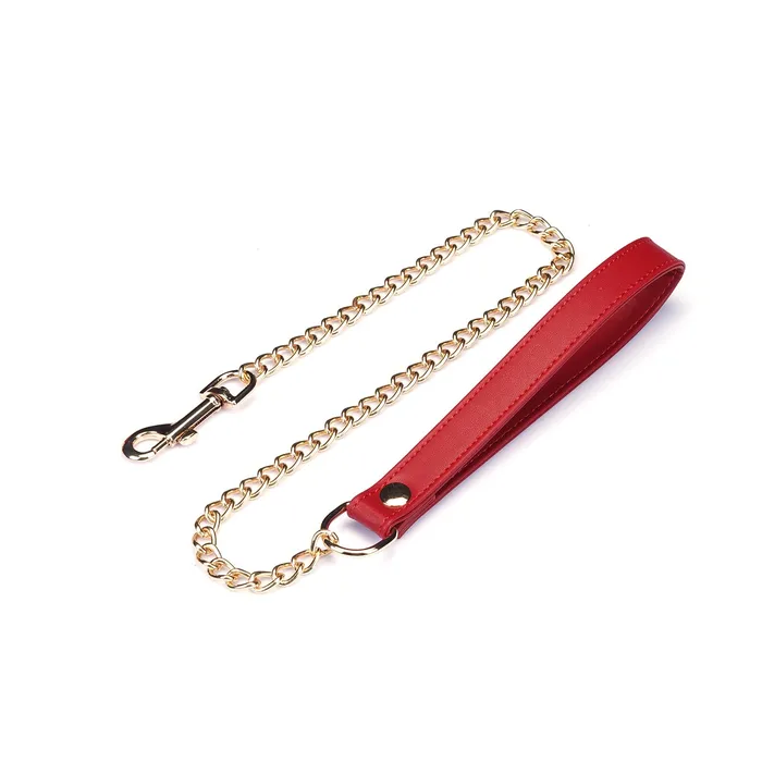 Liebe Seele Vibrators | Liebe Seele - Bright Red - PU Lederen Collar met Leiband - Vegan - Rood/Goud