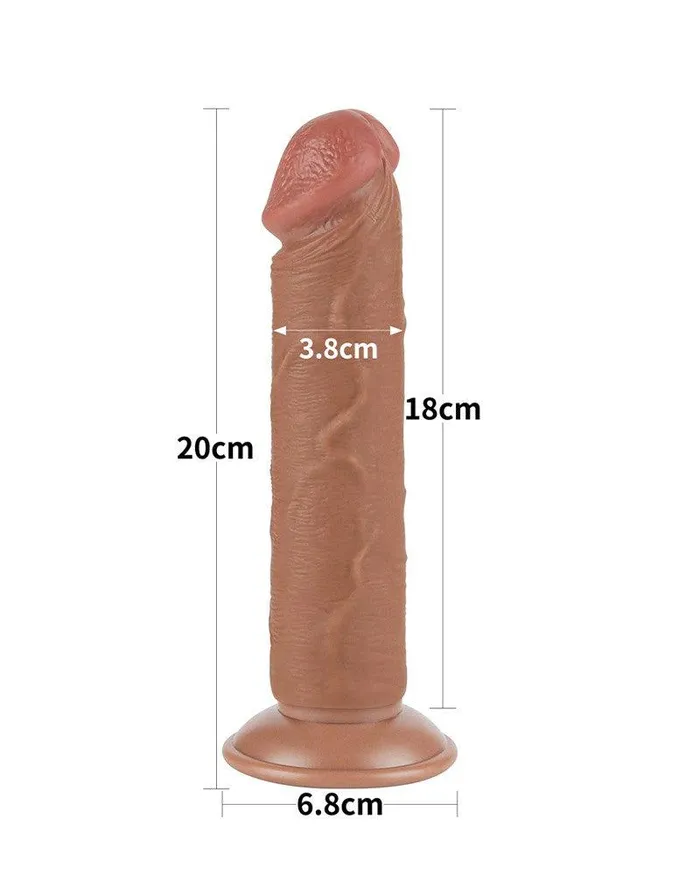 Lovetoy - Dildo Met Sliding Skin Technologie - 20.8 x 3.8 cm - Verwijderbare Zuignap - Medium Huidskleur | Lovetoy Dildos