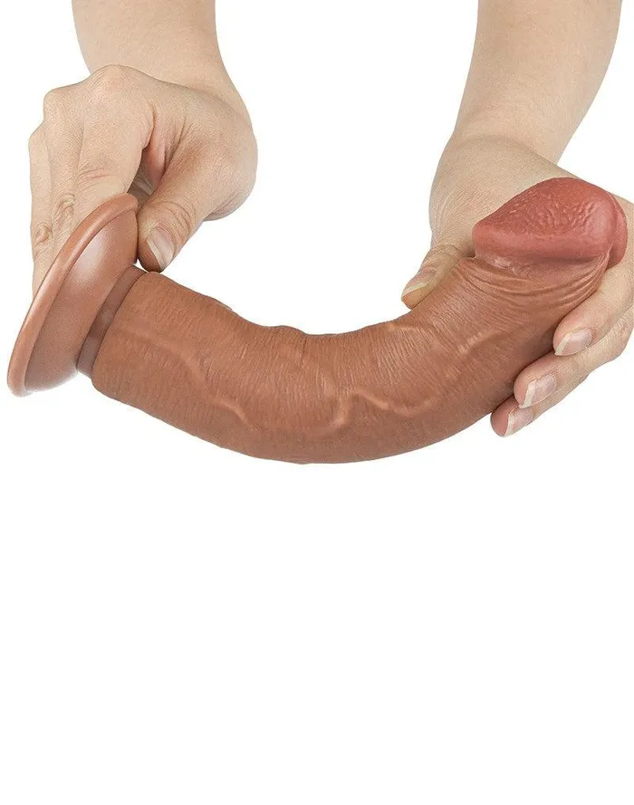 Lovetoy - Dildo Met Sliding Skin Technologie - 20.8 x 3.8 cm - Verwijderbare Zuignap - Medium Huidskleur | Lovetoy Dildos